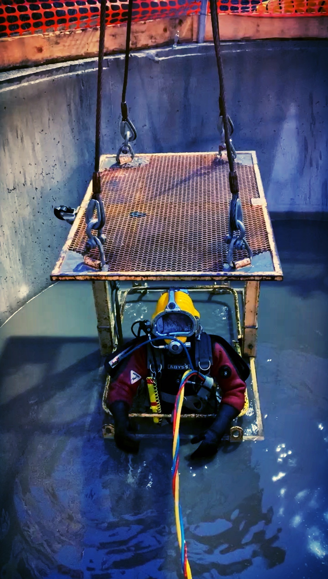 Underwater Concrete Services diver working beneath a suspended formwork platform