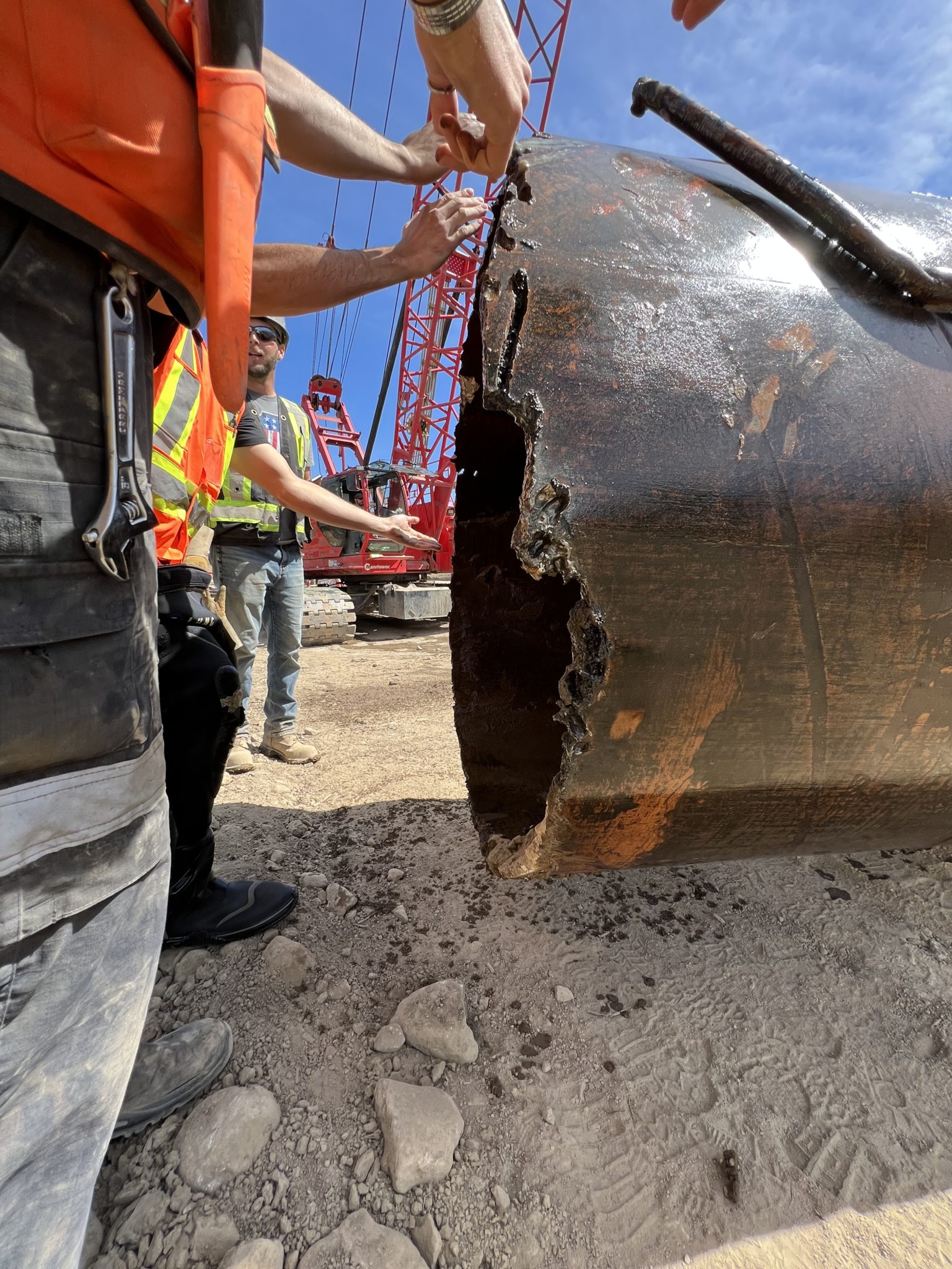 Corroded steel section assessed before Underwater Welding repair