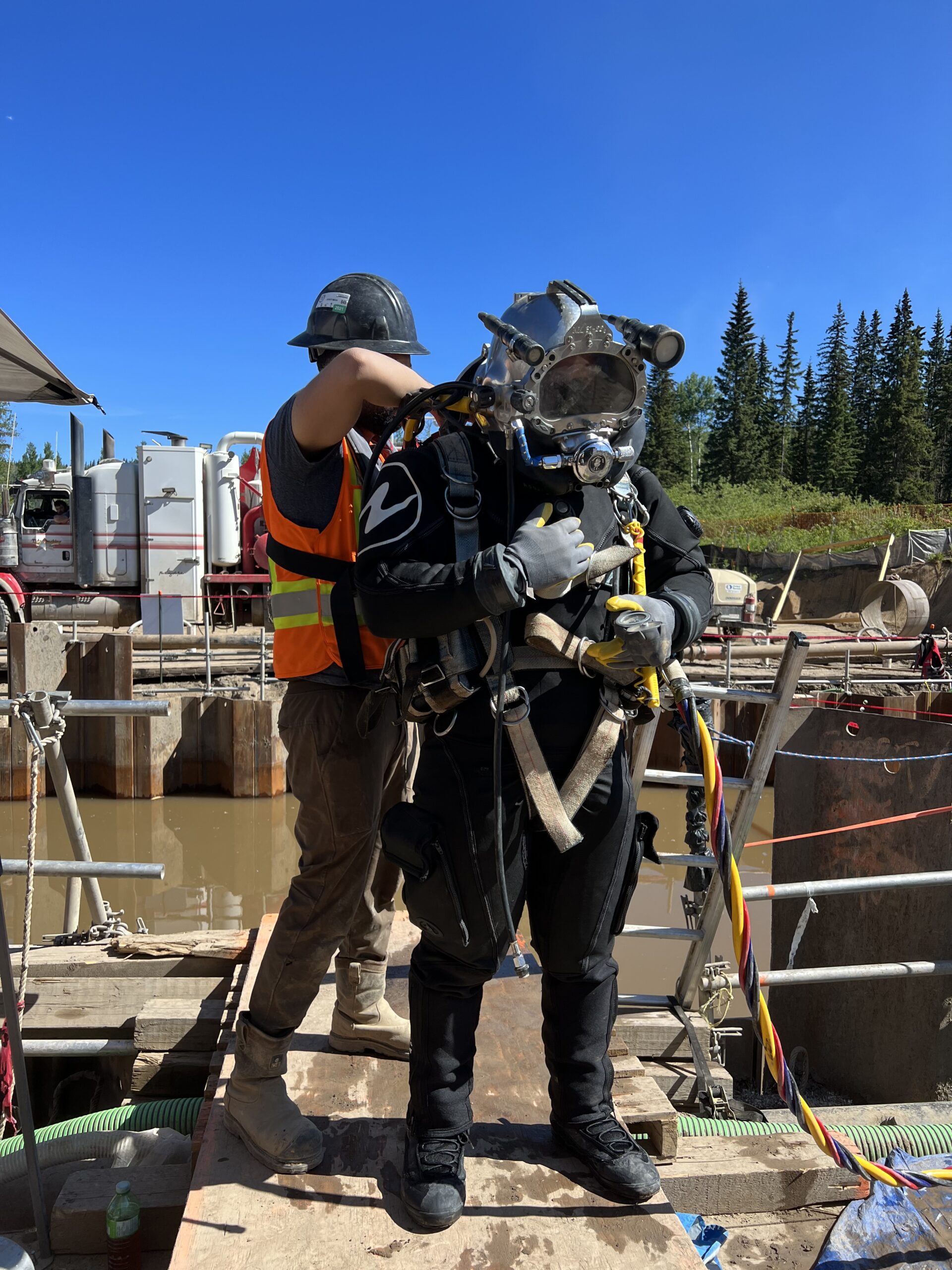 Dam Construction Services team preparing a controlled underwater work scope