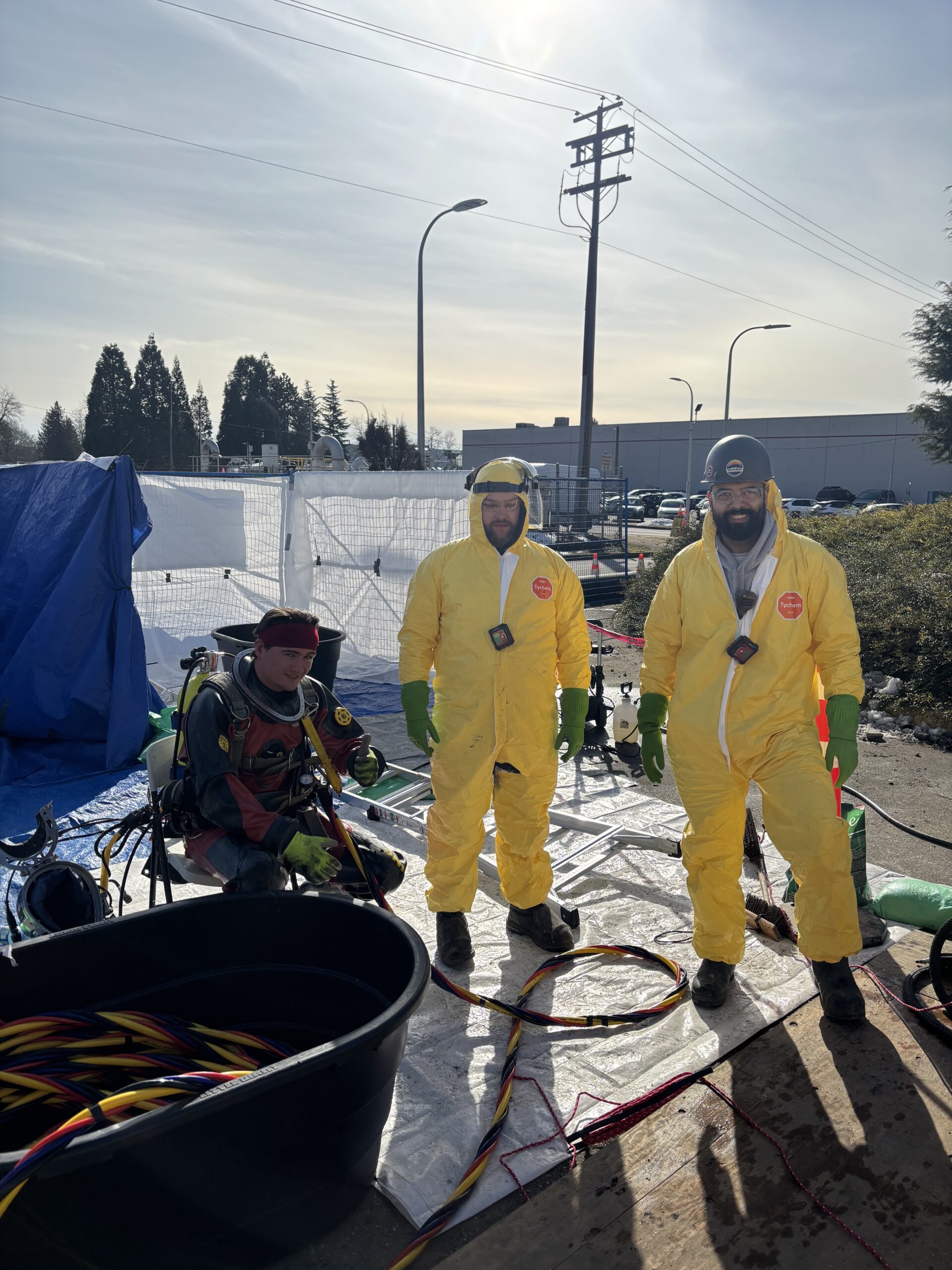 Dive team readiness check in protective clothing