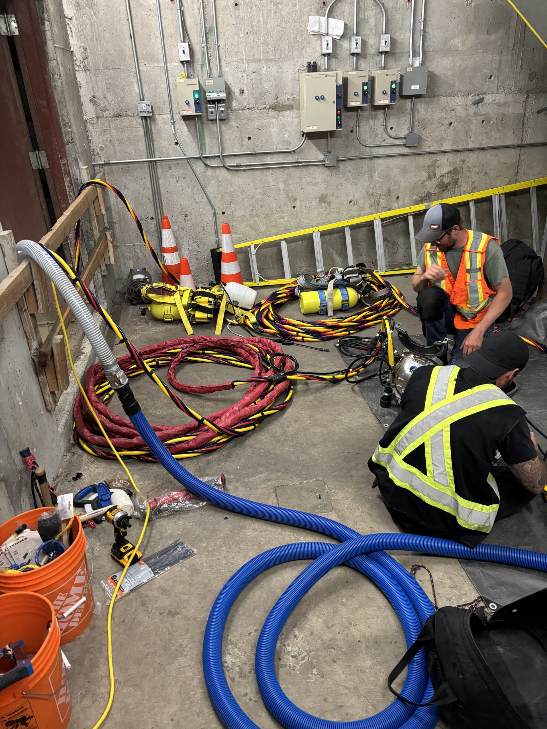 Industrial Diving Services equipment mobilized for intake and hydro work