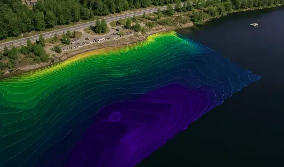 Airborne LiDAR terrain model along a British Columbia shoreline