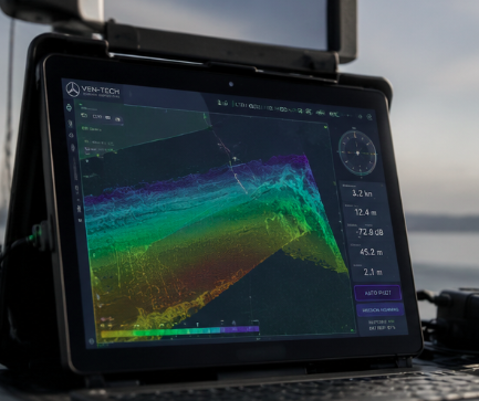 Colourful geophysical survey data processing display