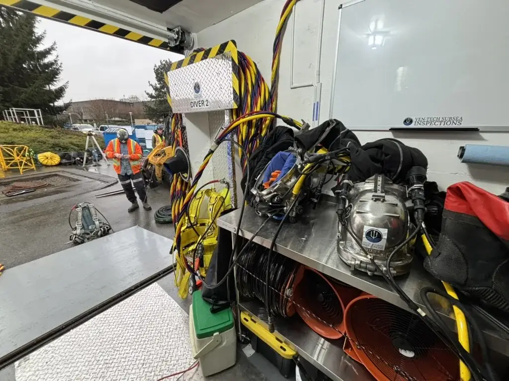 Contaminated Diving Services equipment and encapsulated diver