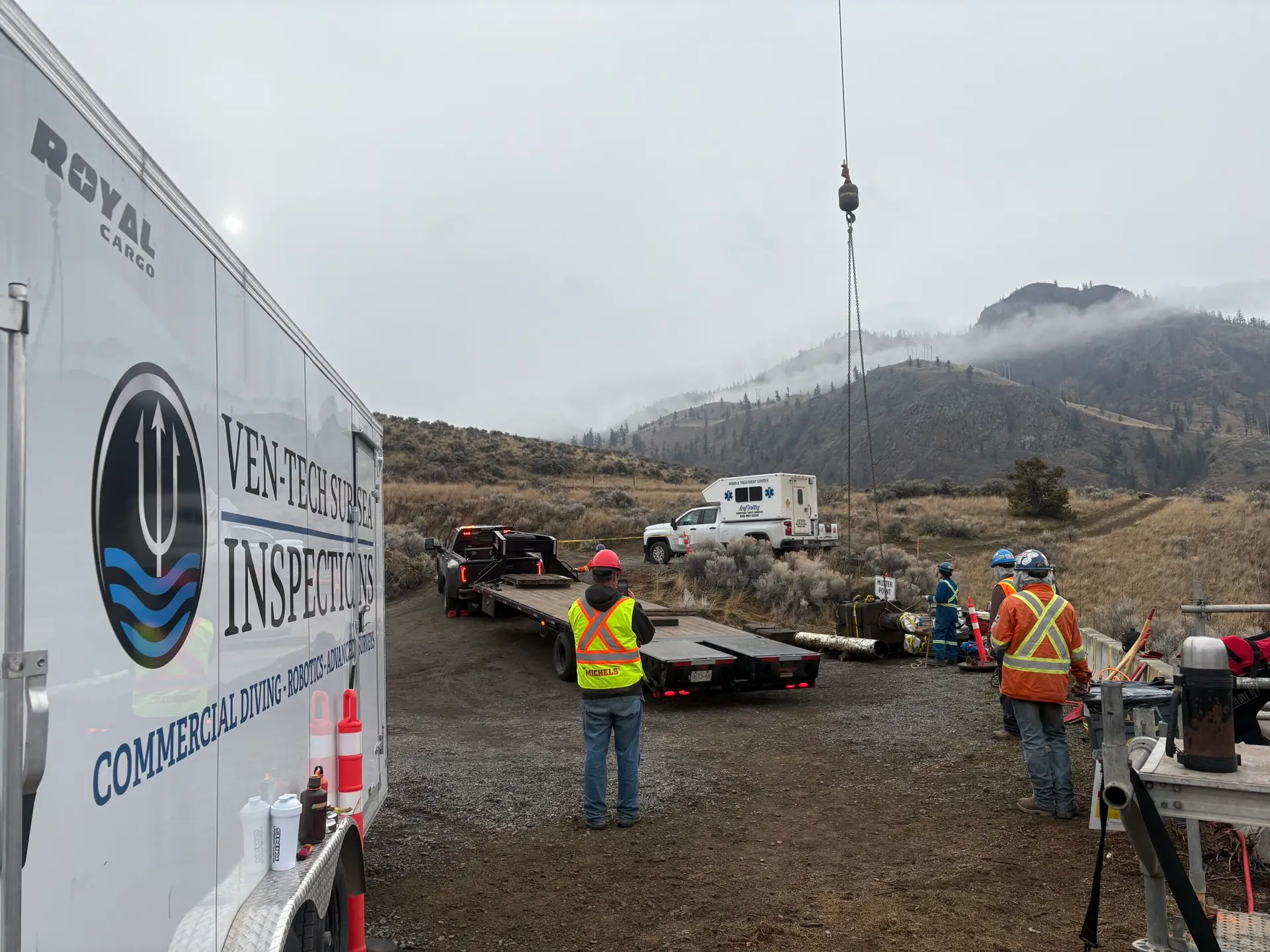Marine construction crew supporting Underwater Welding and steel installation