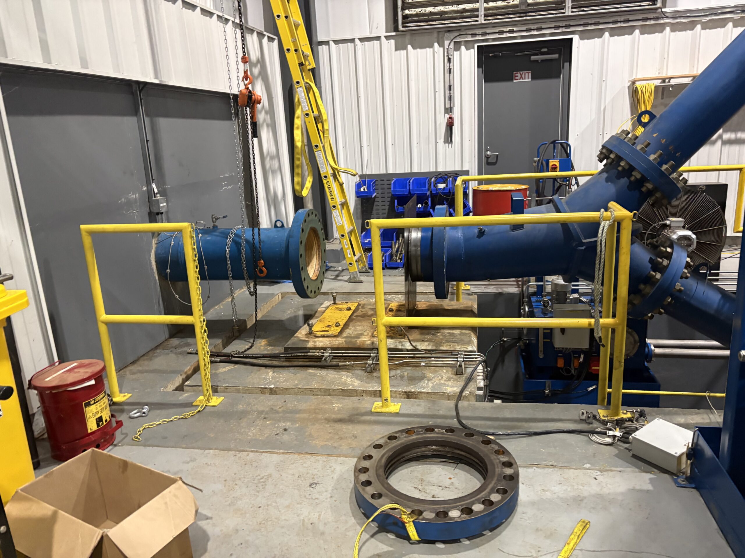 Hydroelectric penstock flange and hydromechanical interface prepared for inspection