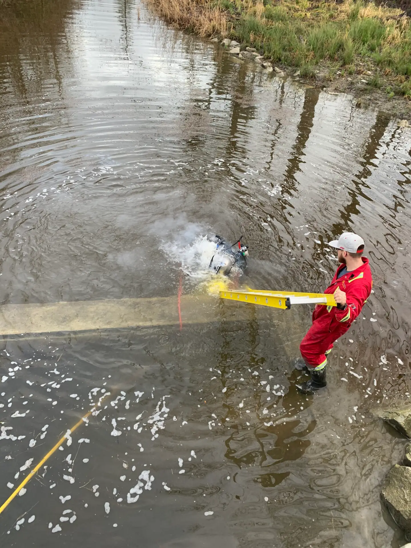 Confined Space Operations diver inspecting a restricted culvert
