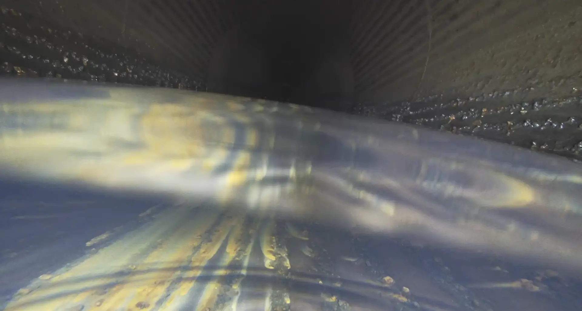Flooded penstock interior documented during robotic inspection